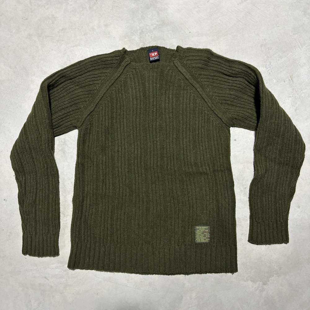 VTG Diesel 100% Wool Knit Crewneck Sweater Men L Surplus Commando Mental Assault